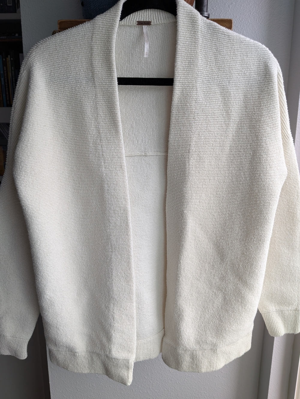 Free People Ottoman Ribbed Cardigan XS Ecru Cream Oversized Chunky Knit Sweater